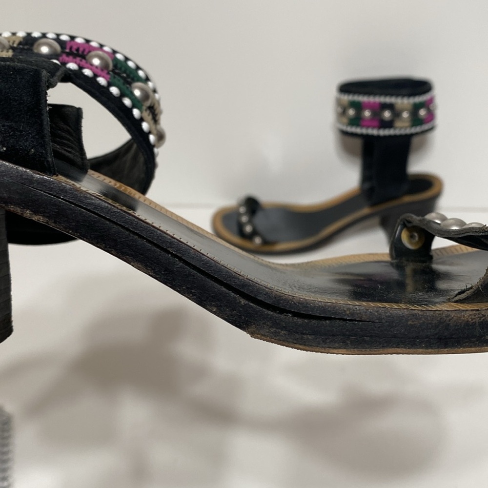 Isabel Marant Joss Embroidered Black Heel Sandals - Picture 9 of 17
